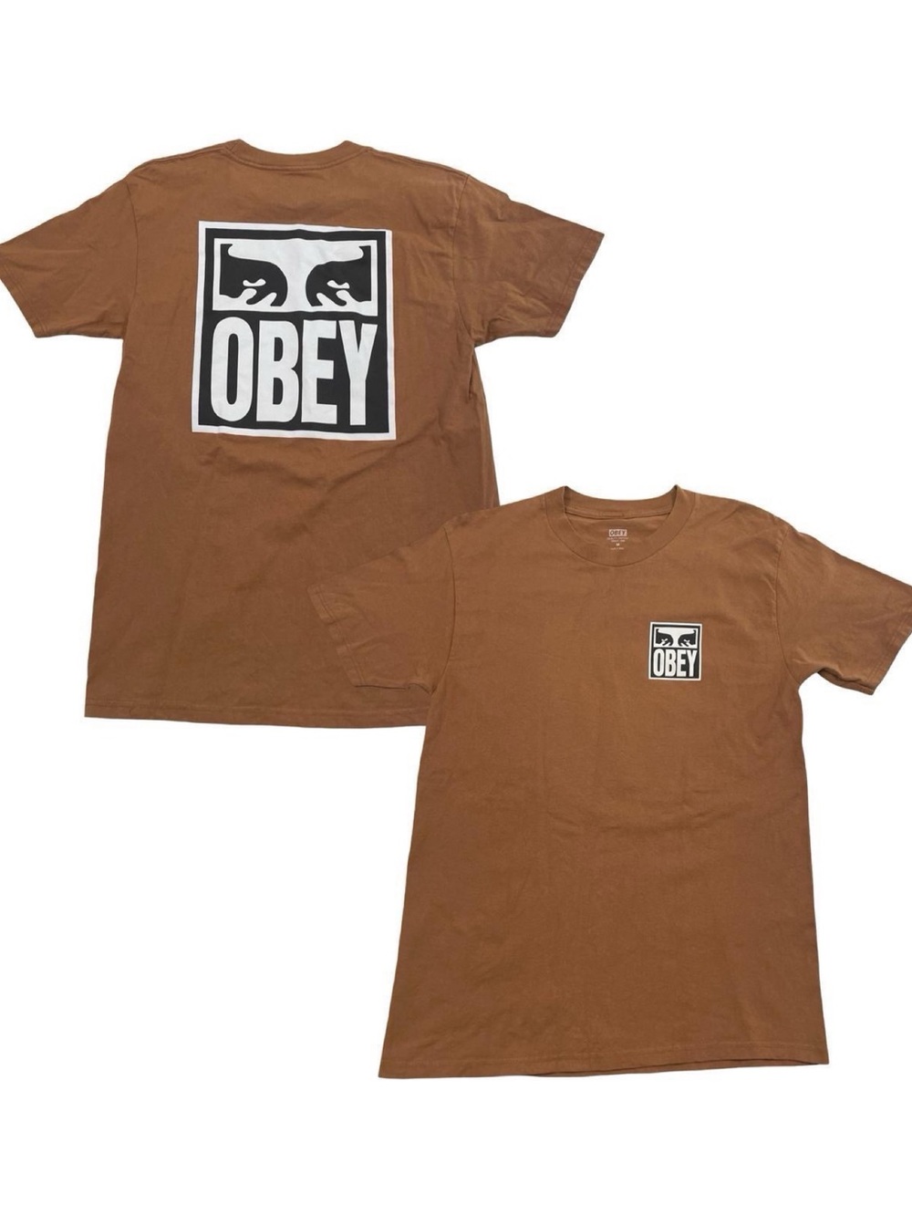 OBEY Eyes Icon 2 Graphic Logo Size M Brown Tee (Retail $40)